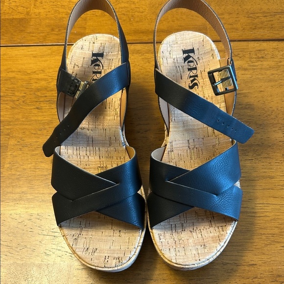 Kork-Ease Black Leather Cork Wedges - Picture 2 of 12